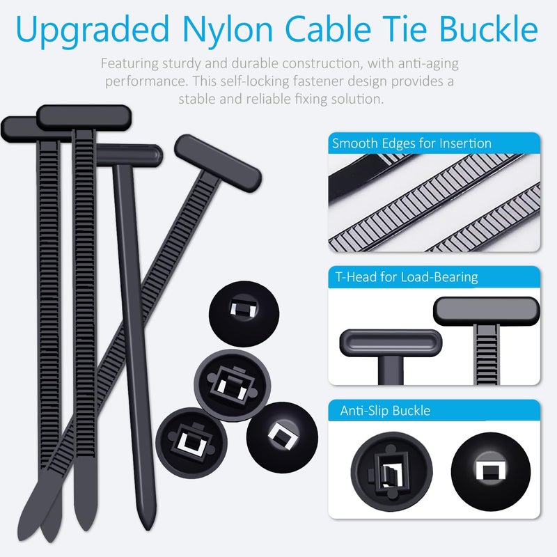 ILKCC Upgrade Cable Tie Buckle Nylon Universal Heavy Duty Self Lock, Car Zipper Clip, Super Durable Button Zipper Retainer for Car Repair Office, Workshop and Shelves (50Pcs) - Image 3